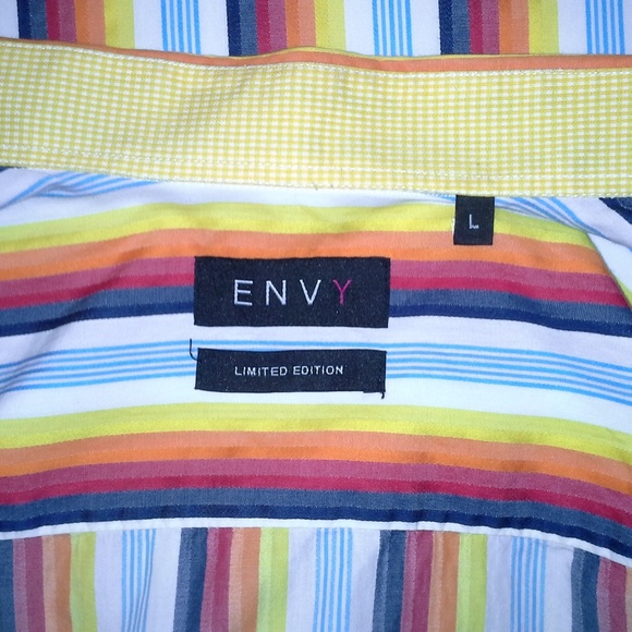 Mens Envy Couture Dress Shirt Striped Size Large - Picture 3 of 6